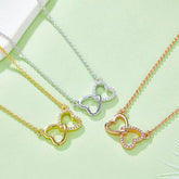 Moissanite 925 Sterling Silver Heart Bow Necklace