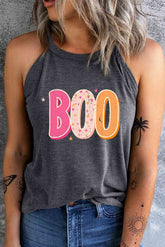 Round Neck Sleeveless BOO Graphic Tank Top