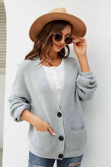 Waffle-Knit Dropped Shoulder Cardigan
