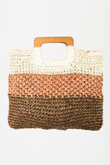 Fame Color Block Double-Use Braided Tote Bag